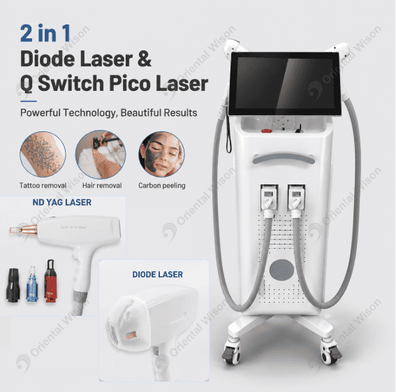 2 in 1 diodelaser en Q Switch Pico-laser