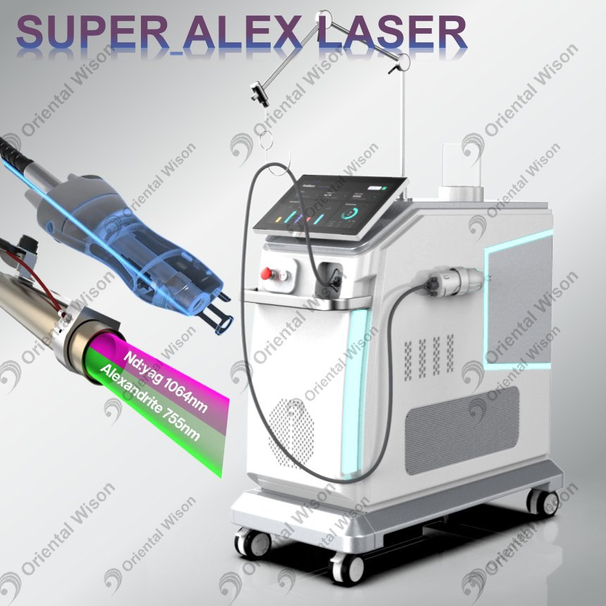 Alexway Alexandrite Laser Ontharing ND YAG Lange Puls Laser Vasculaire Pigment Verwijdering Schoonheidsapparatuur