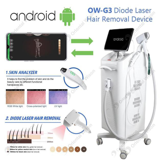 Android System Diode Laser Hair Removal Machine met Skin Analyzer