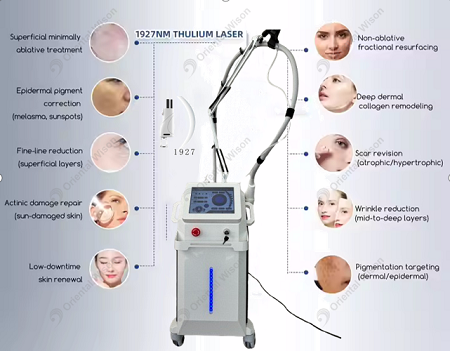 Verticale fractionele 1927nm Thulium Laser Skin Anti-Aging Beauty Machine